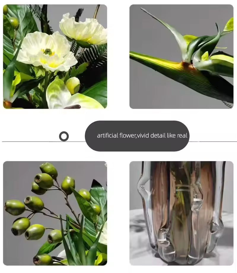 Konstblomarrangemang i Glasvas – Elegant och Högkvalitativ Inredning
