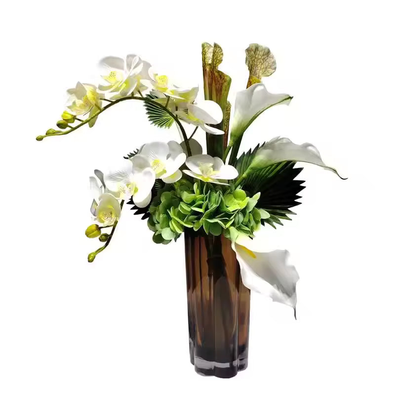 Konstorkidé & Kalla i Glasvas – Lyxig Borddekoration